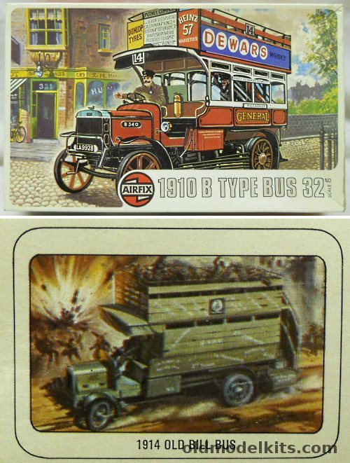 Airfix 1/32 1910 B Type Bus - City Bus Or 1914 WWI Old Bill Troop Transport Bus, 05443-8 plastic model kit